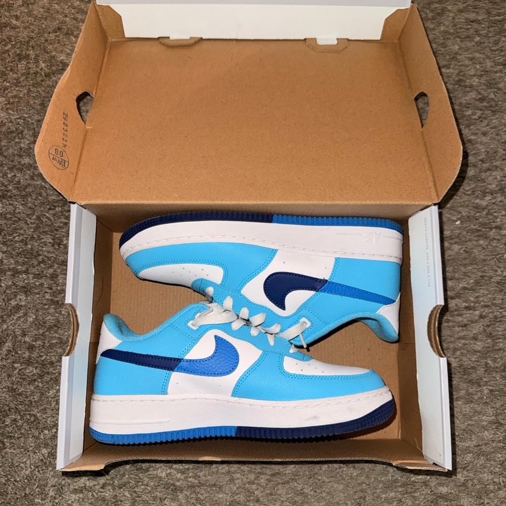 Vibrant Blue and White Athletic Shoes
